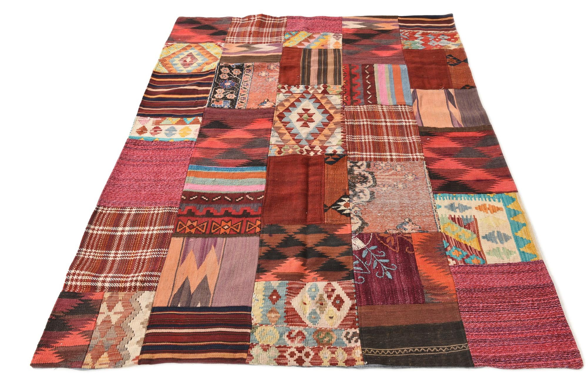 5' x 6' 5 Hand Woven Kilim Patchwork Wool Rug