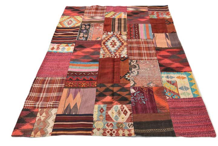 5' x 6' 5 Hand Woven Kilim Patchwork Wool Rug