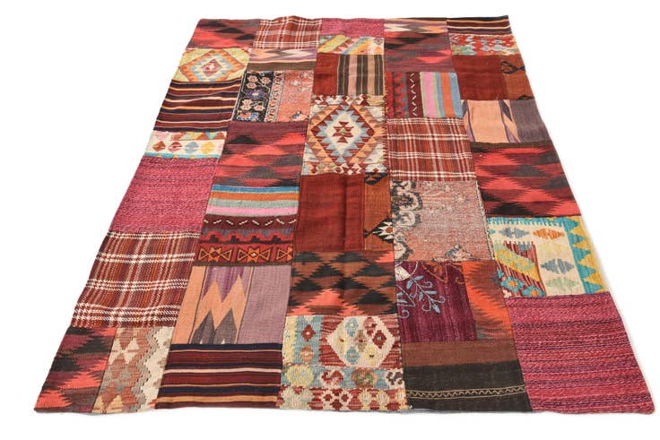Detail image of 5' x 6' 5 Hand Woven Kilim Patchwork Wool Rug