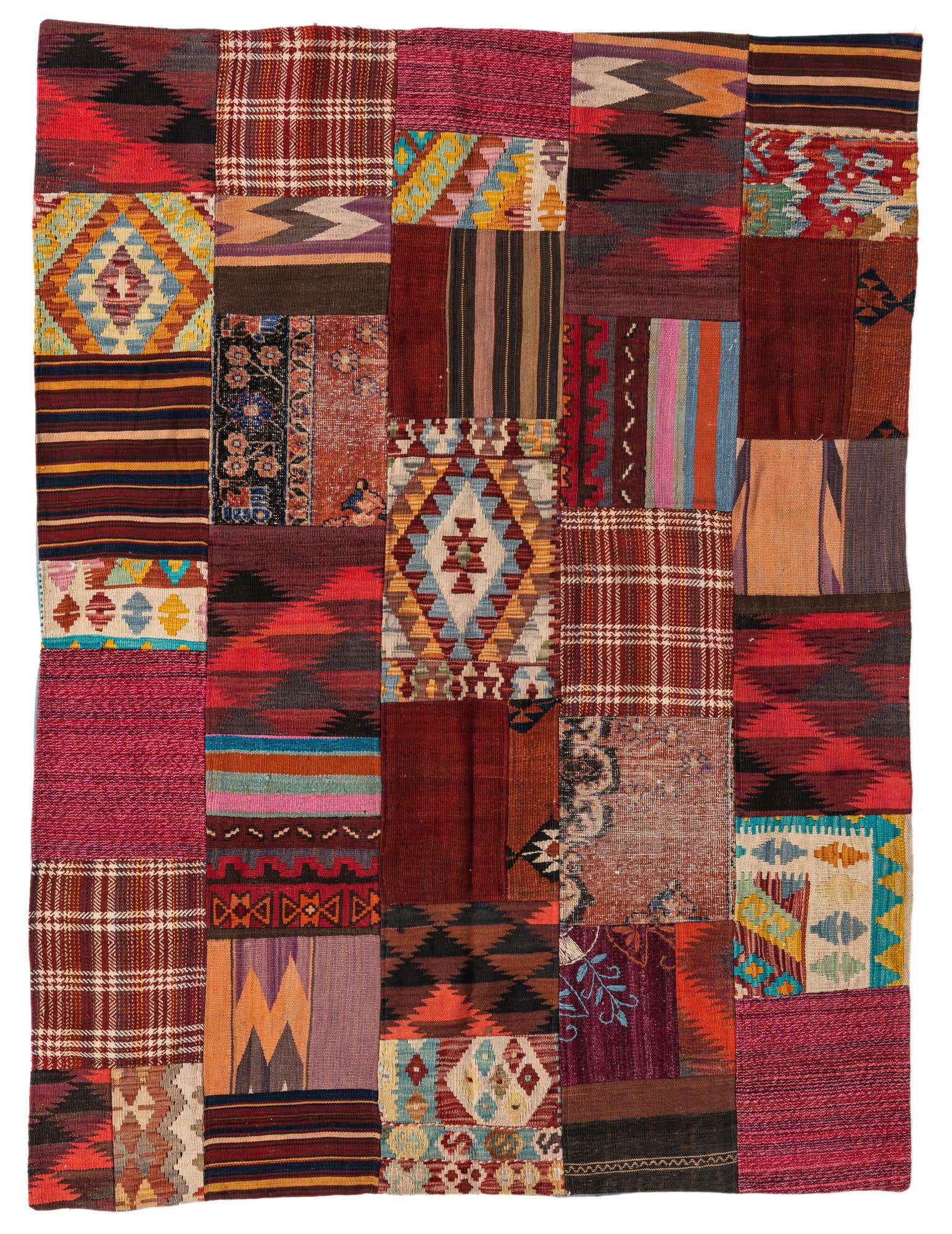 5' x 6' 5 Hand Woven Kilim Patchwork Wool Rug