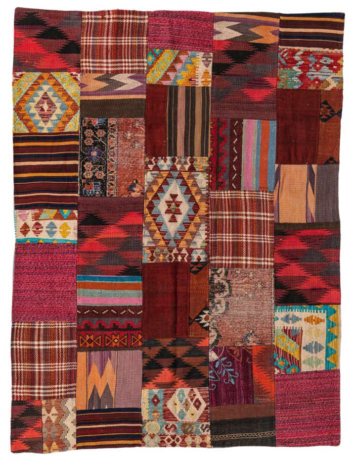 5' x 6' 5 Hand Woven Kilim Patchwork Wool Rug