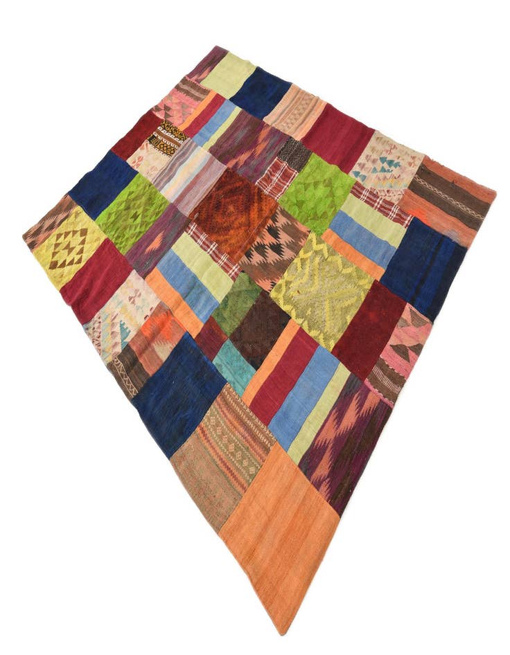 Detail image of 5' 9 x 7' 6 Hand Woven Kilim Patchwork Wool Rug