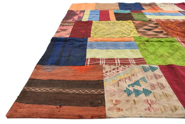 5' 9 x 7' 6 Hand Woven Kilim Patchwork Wool Rug