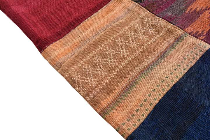 5' 9 x 7' 6 Hand Woven Kilim Patchwork Wool Rug
