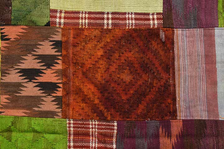 5' 9 x 7' 6 Hand Woven Kilim Patchwork Wool Rug