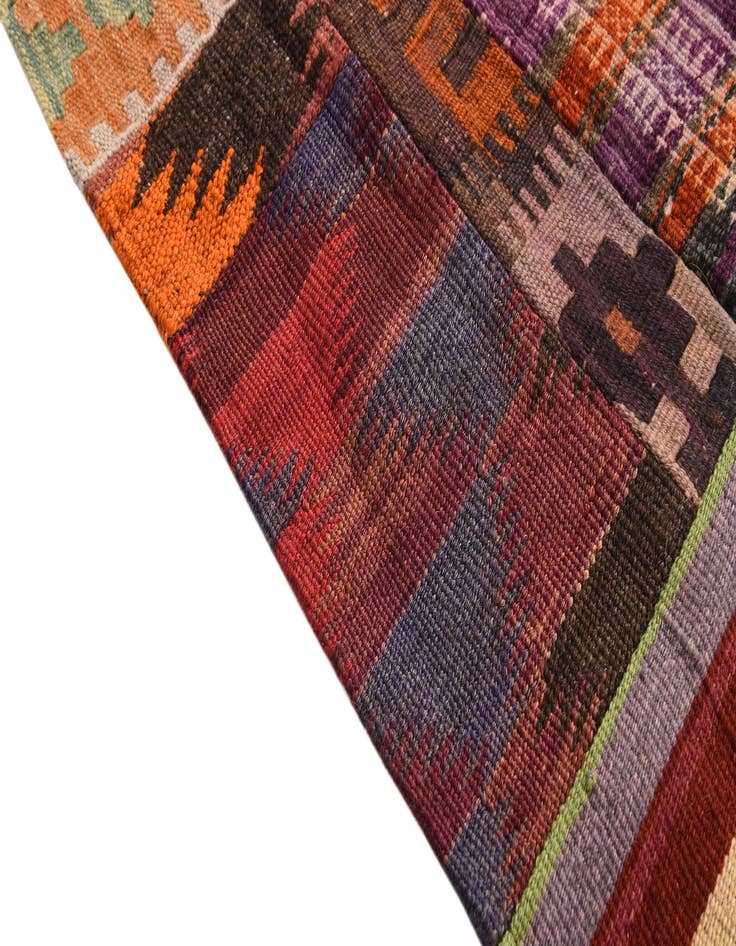 Detail image of 4' 1 x 6' Hand Woven Kilim Patchwork Wool Rug