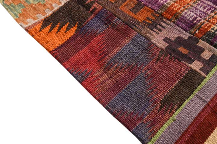 4' 1 x 6' Hand Woven Kilim Patchwork Wool Rug