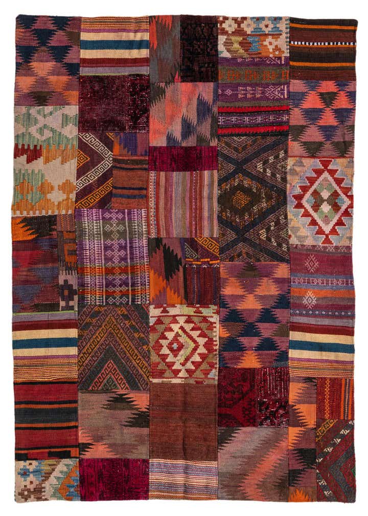 4' 1 x 6' Hand Woven Kilim Patchwork Wool Rug