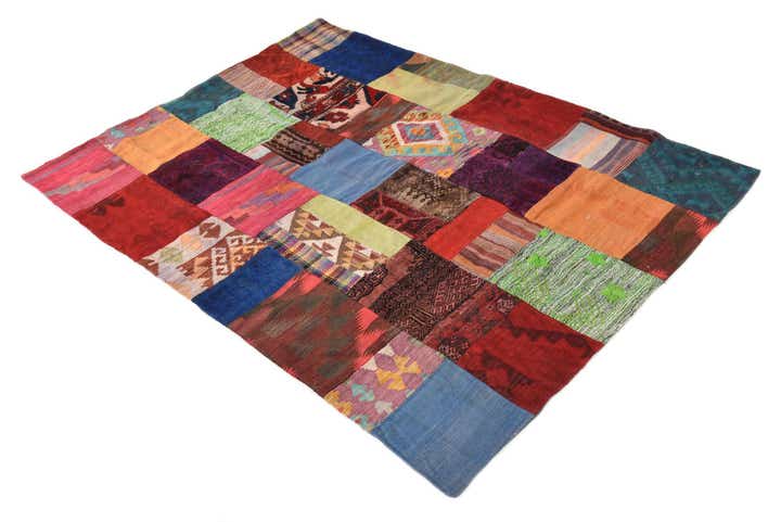 4' 2 x 6' Hand Woven Kilim Patchwork Wool Rug