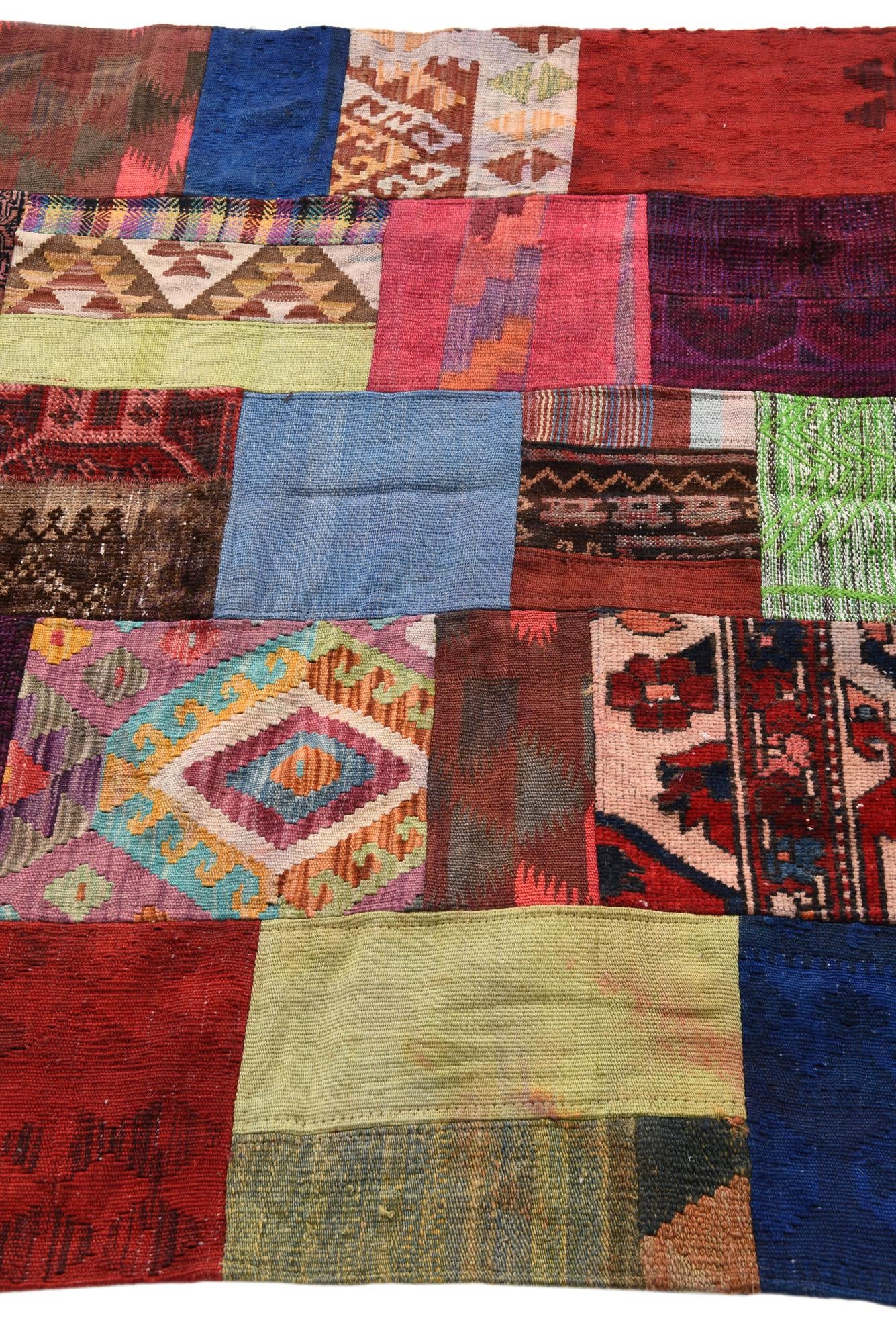 4' 2 x 6' Hand Woven Kilim Patchwork Wool Rug
