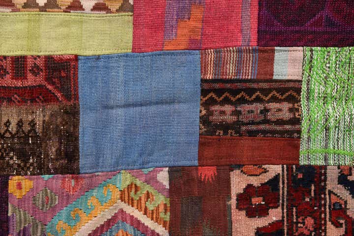 4' 2 x 6' Hand Woven Kilim Patchwork Wool Rug