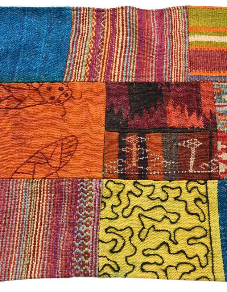 Detail image of 2' 2 x 4' 2  Hand Woven Kilim Patchwork Wool Rug