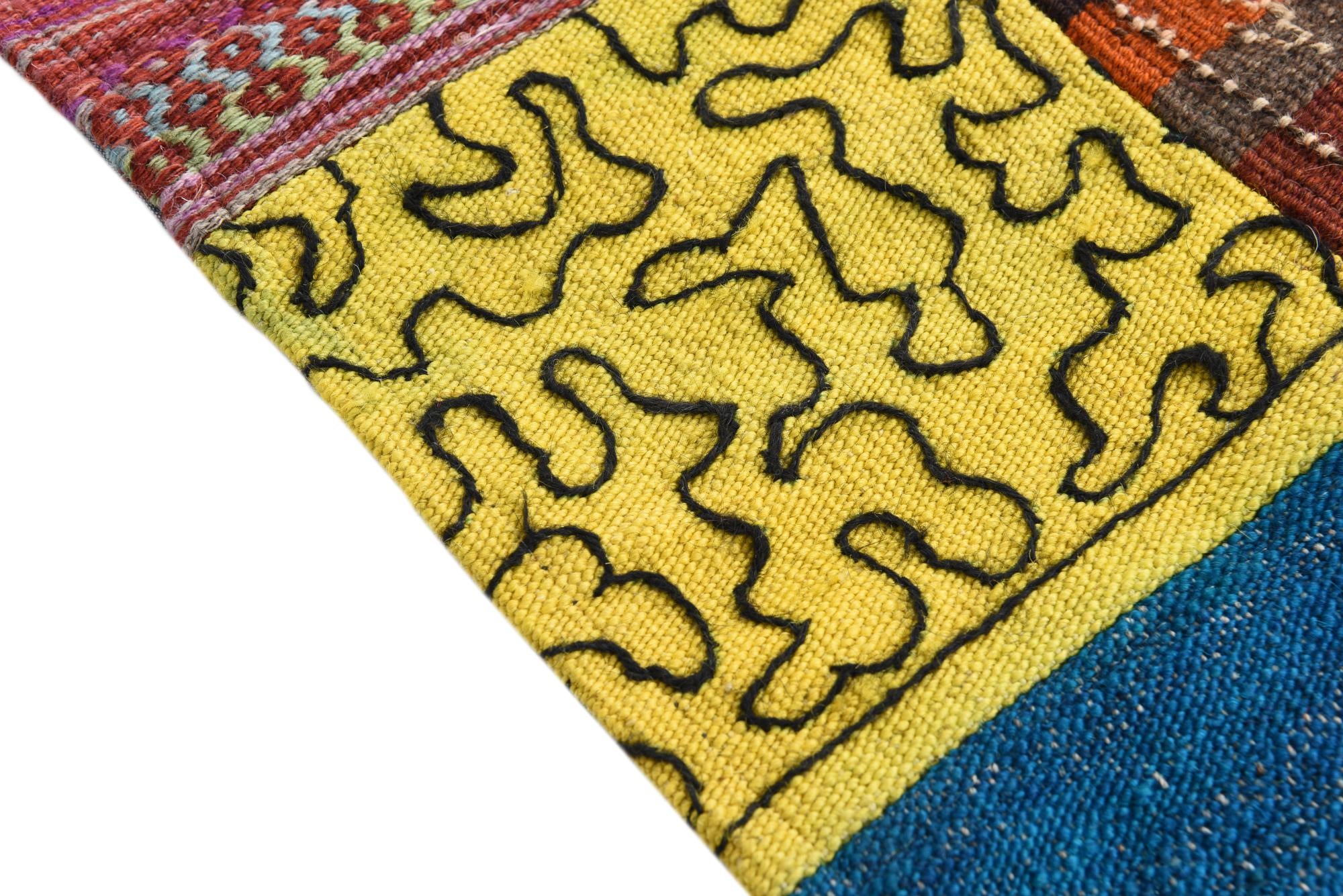 2' 2 x 4' 2 Hand Woven Kilim Patchwork Wool Rug