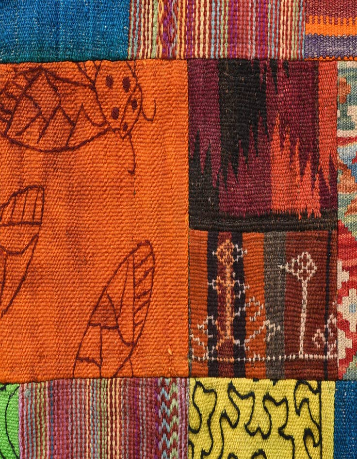 Detail image of 2' 2 x 4' 2  Hand Woven Kilim Patchwork Wool Rug