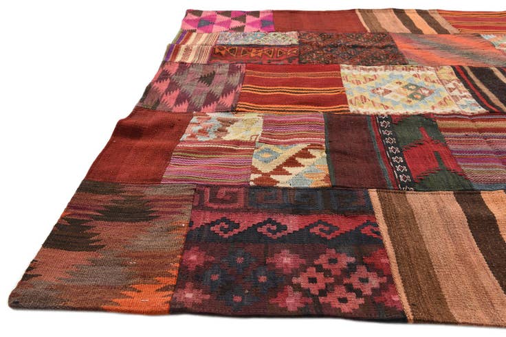 Detail image of 5' 2 x 6' 10 Hand Woven Kilim Patchwork Wool Rug