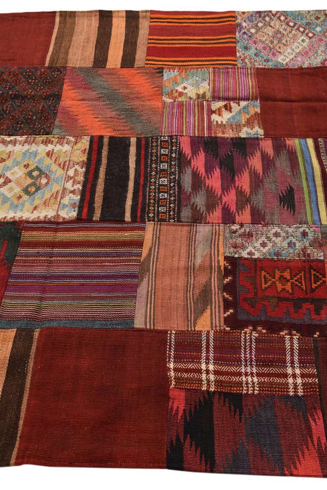 5' 2 x 6' 10 Hand Woven Kilim Patchwork Wool Rug