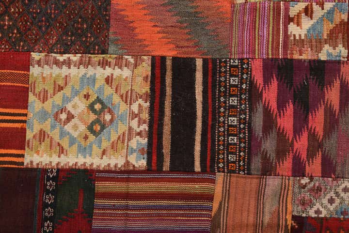5' 2 x 6' 10 Hand Woven Kilim Patchwork Wool Rug