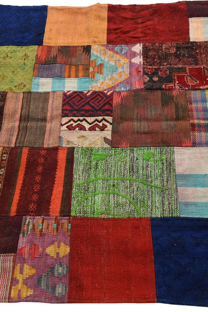 4' 2 x 5' 10 Hand Woven Kilim Patchwork Wool Rug