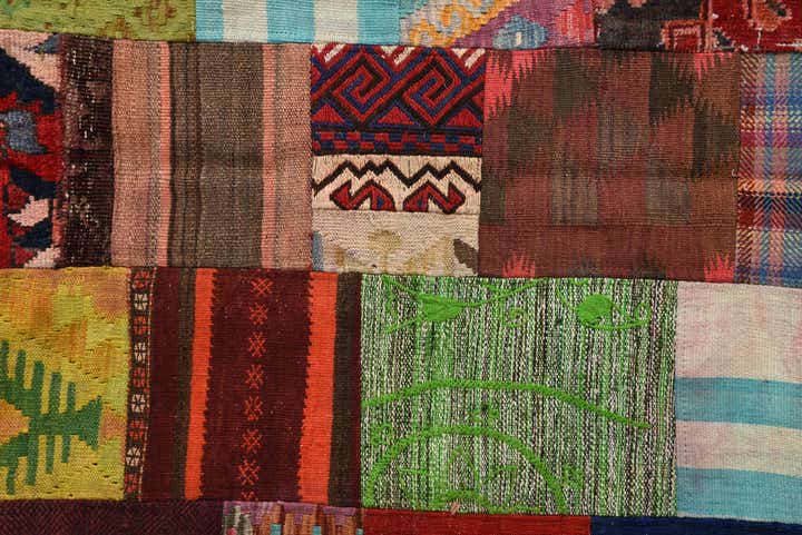 4' 2 x 5' 10 Hand Woven Kilim Patchwork Wool Rug