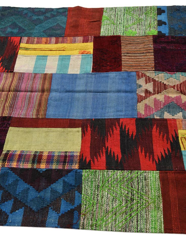 Detail image of 4' x 6'  Hand Woven Kilim Patchwork Wool Rug
