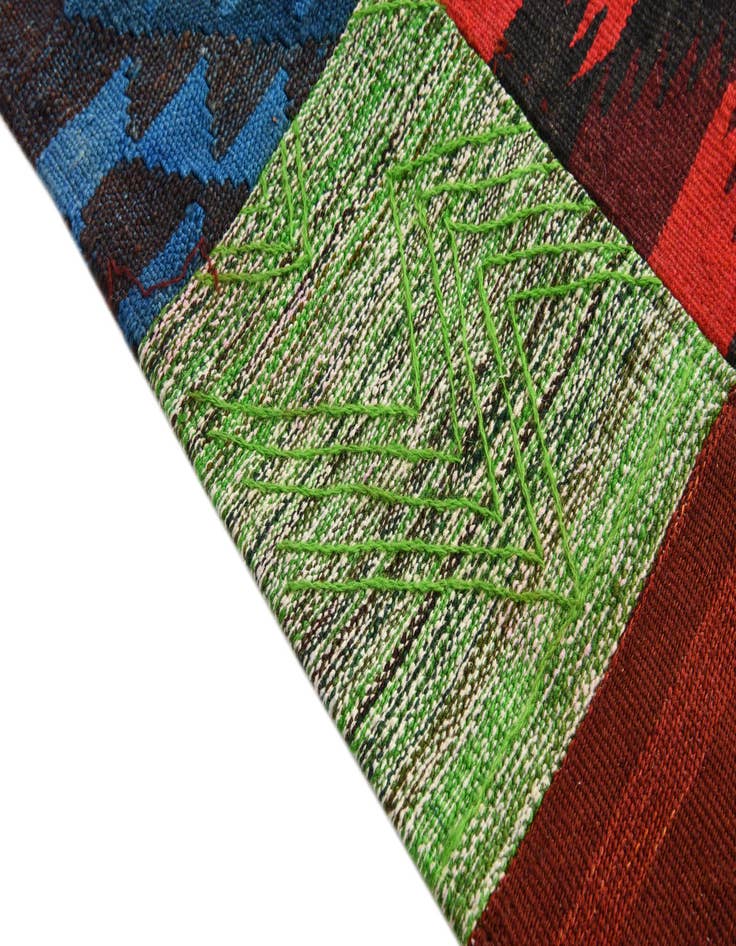 Detail image of 4' x 6'  Hand Woven Kilim Patchwork Wool Rug