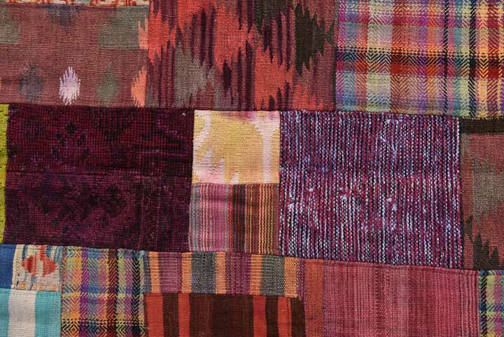4' x 6' Hand Woven Kilim Patchwork Wool Rug