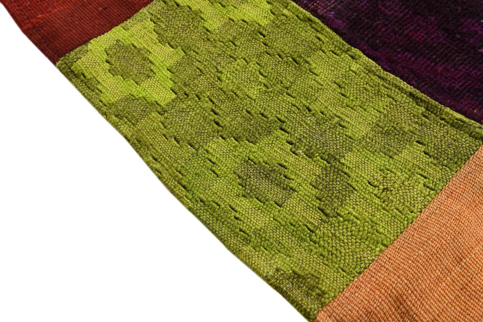 4' x 6' Hand Woven Kilim Patchwork Wool Rug