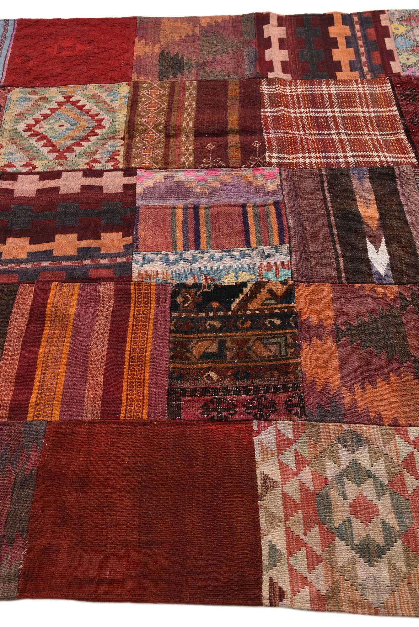 5' 7 x 8' Hand Woven Kilim Patchwork Wool Rug