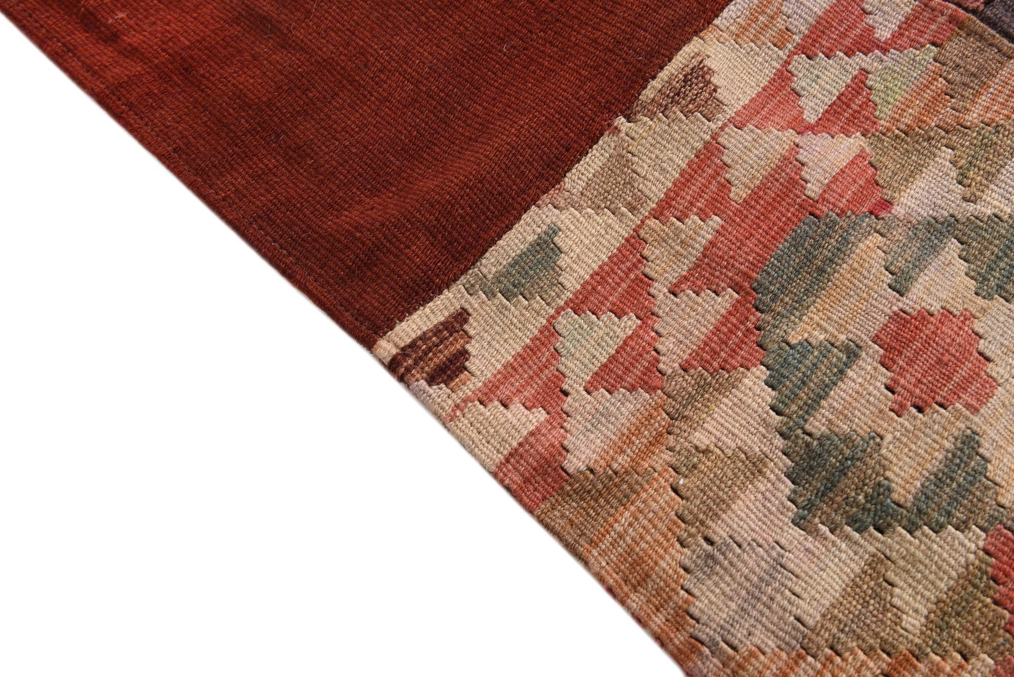 5' 7 x 8' Hand Woven Kilim Patchwork Wool Rug