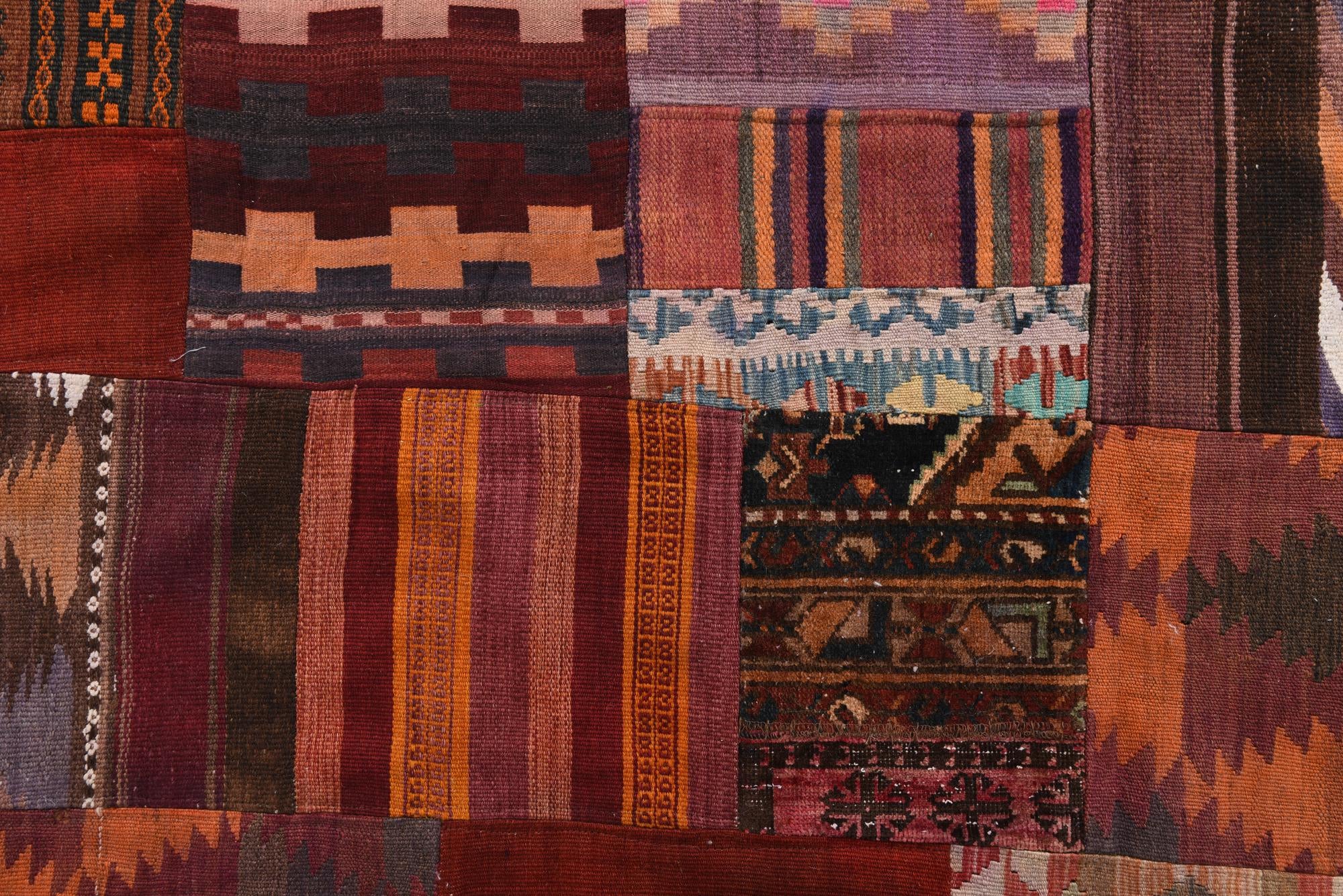 5' 7 x 8' Hand Woven Kilim Patchwork Wool Rug
