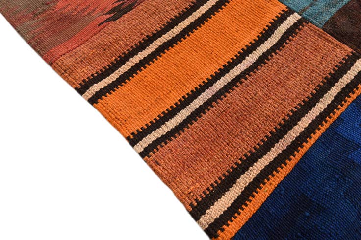 Detail image of 5' 7 x 7' 9 Hand Woven Kilim Patchwork Wool Rug