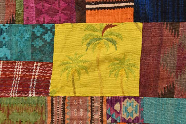 5' 7 x 7' 9 Hand Woven Kilim Patchwork Wool Rug