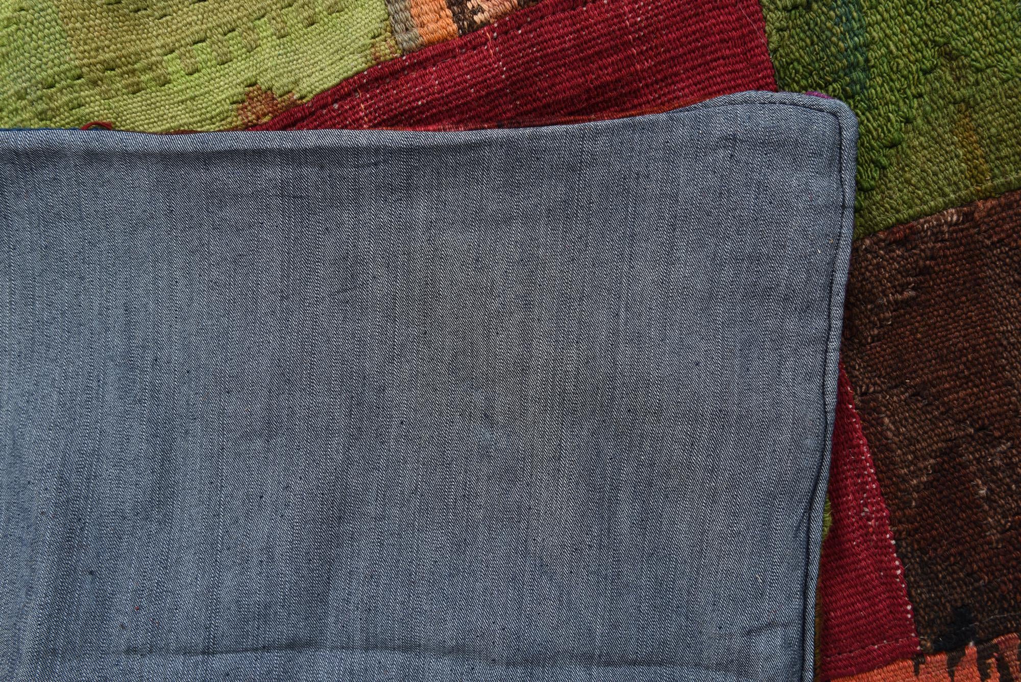 5' 7 x 7' 9 Hand Woven Kilim Patchwork Wool Rug
