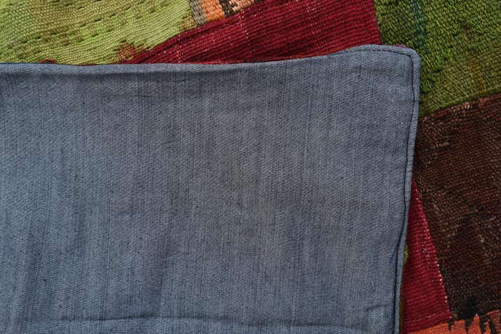 5' 7 x 7' 9 Hand Woven Kilim Patchwork Wool Rug