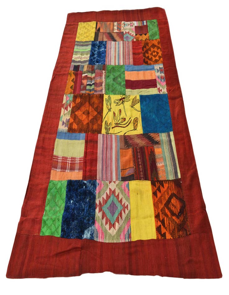 Detail image of 5' 7 x 8' 1  Hand Woven Kilim Patchwork Wool Rug