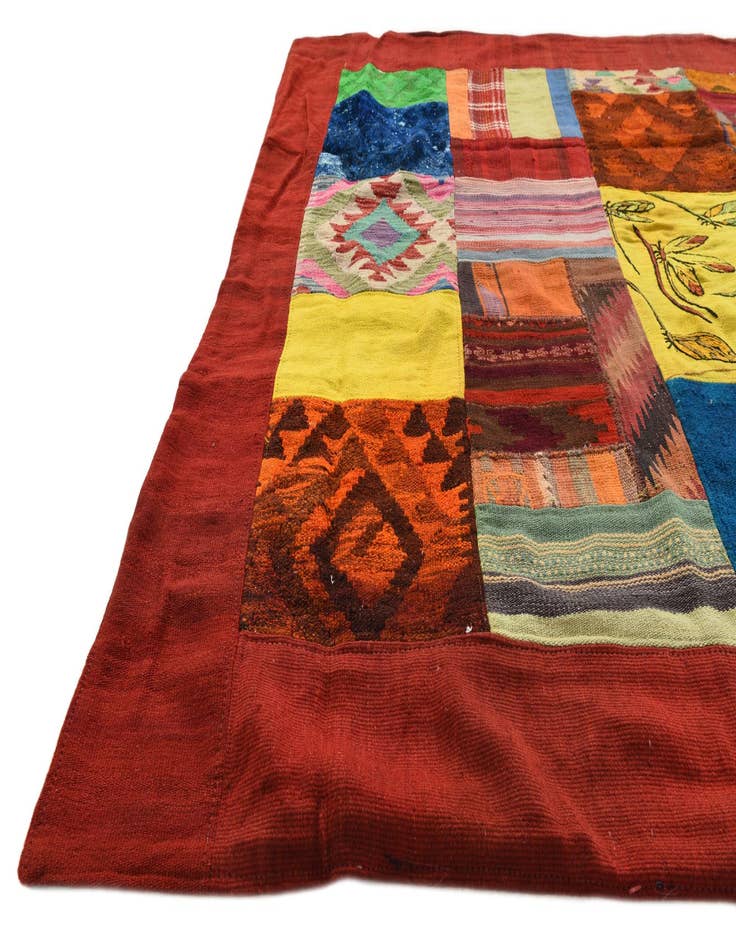 Detail image of 5' 7 x 8' 1  Hand Woven Kilim Patchwork Wool Rug