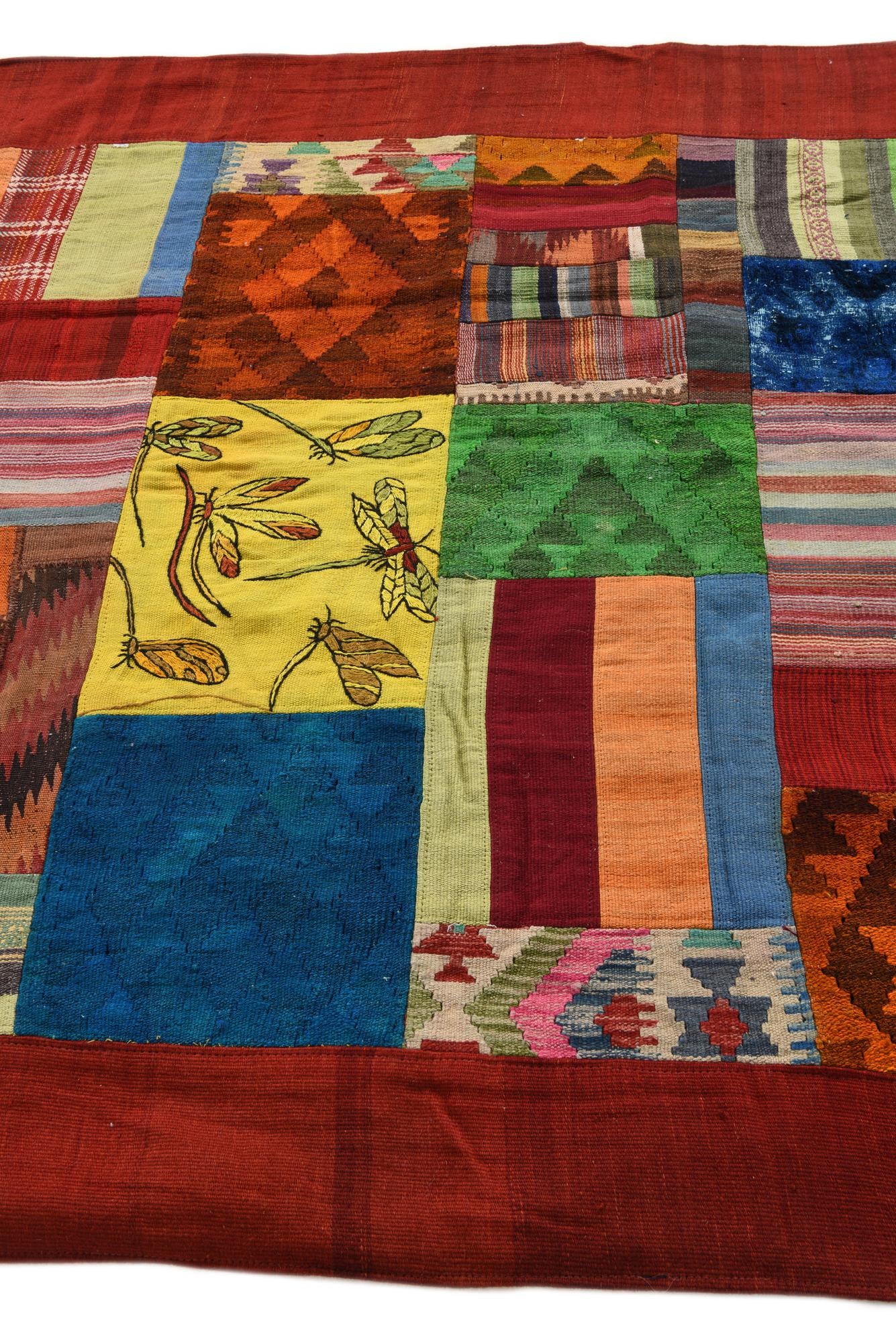 5' 7 x 8' 1 Hand Woven Kilim Patchwork Wool Rug