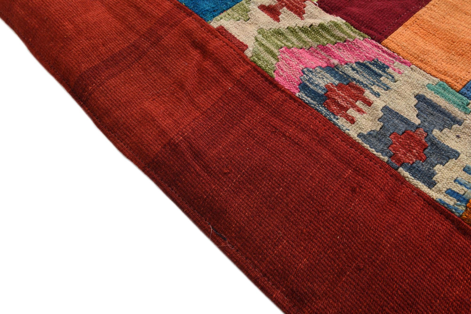 5' 7 x 8' 1 Hand Woven Kilim Patchwork Wool Rug