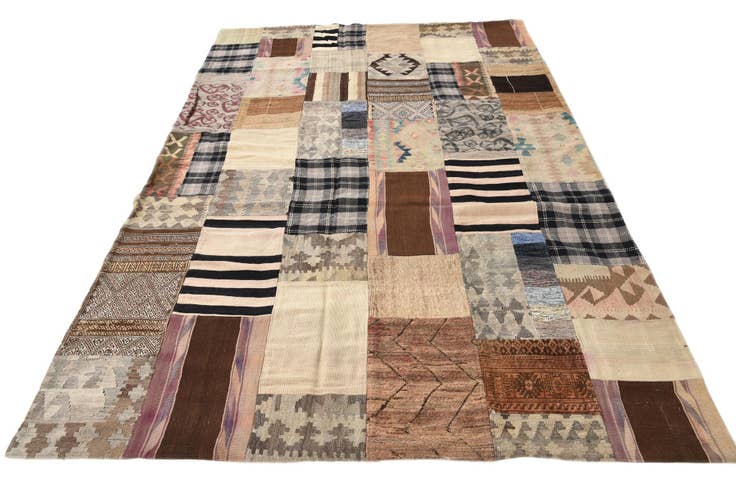 Vue détaillée : 195cm x 285cm Tissé à la main Kilim Patchwork Tapis Laine