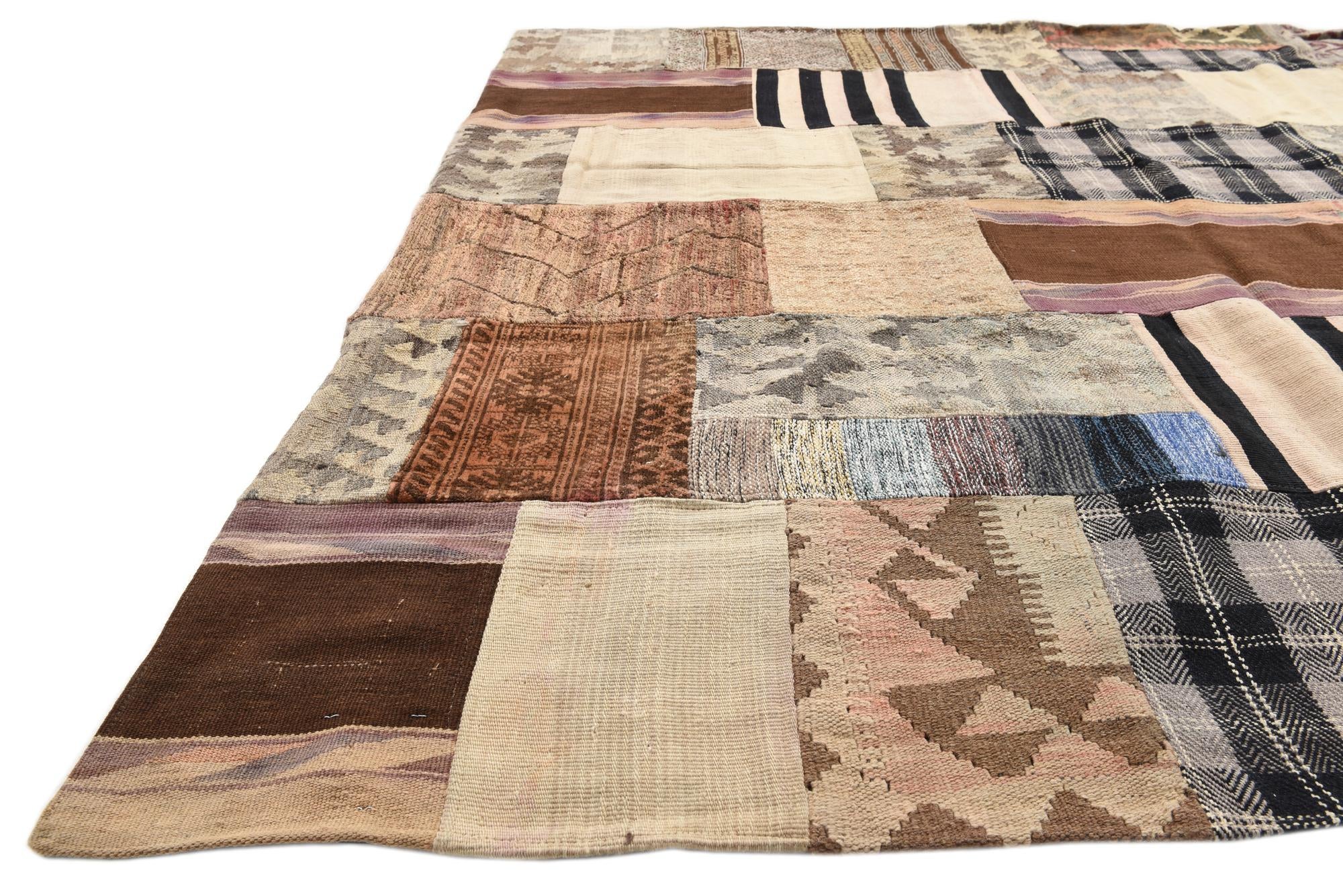 6' 5 x 9' 4 Hand Woven Kilim Patchwork Wool Rug