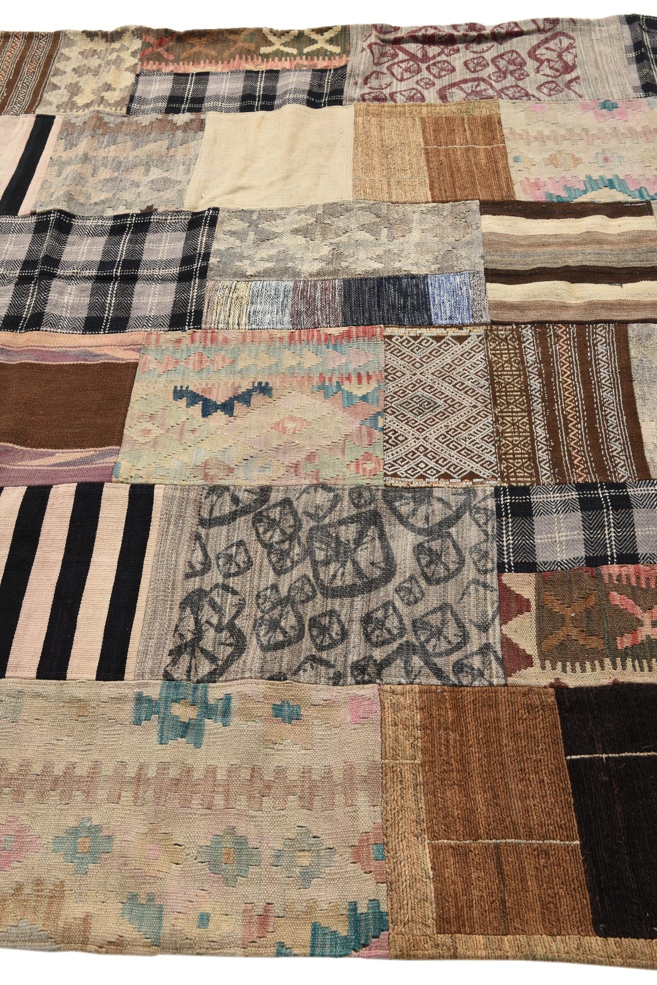 6' 5 x 9' 4 Hand Woven Kilim Patchwork Wool Rug