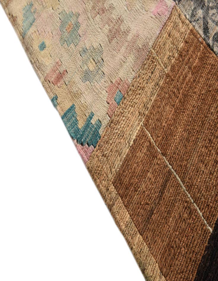 Detail image of 6' 5 x 9' 4  Hand Woven Kilim Patchwork Wool Rug