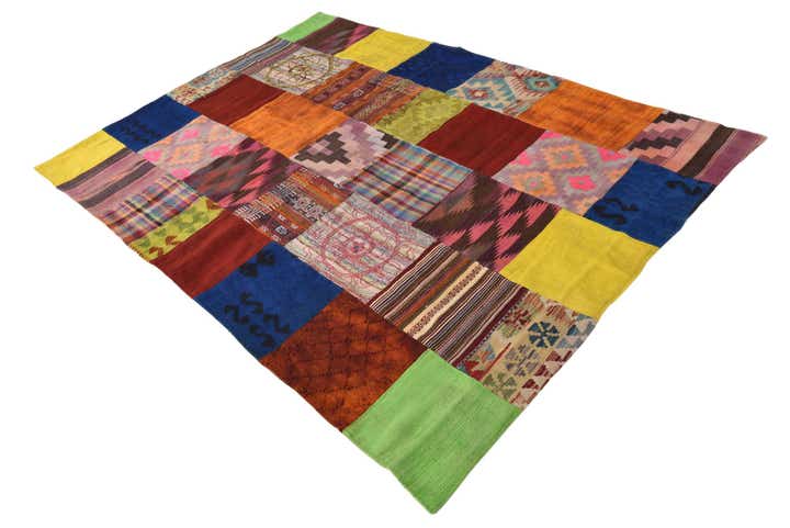 5' 6 x 7' 7 Hand Woven Kilim Patchwork Wool Rug