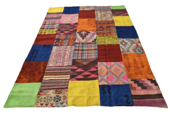 5' 6 x 7' 7 Hand Woven Kilim Patchwork Wool Rug