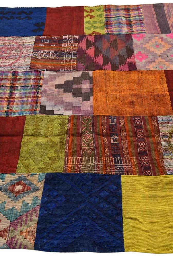 5' 6 x 7' 7 Hand Woven Kilim Patchwork Wool Rug