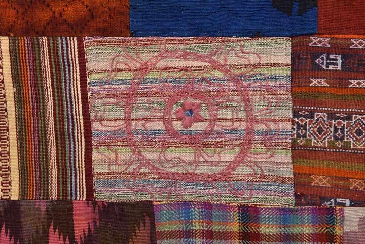 5' 6 x 7' 7 Hand Woven Kilim Patchwork Wool Rug