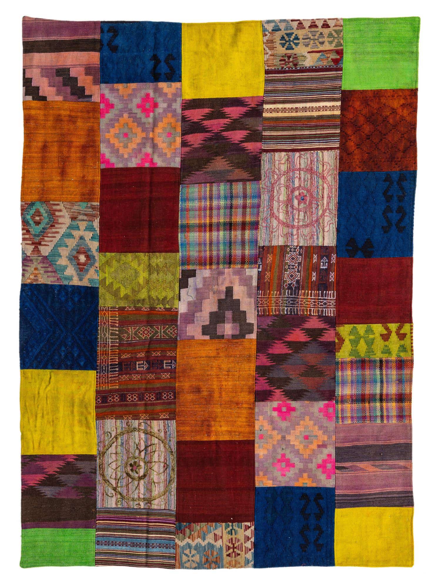 5' 6 x 7' 7 Hand Woven Kilim Patchwork Wool Rug