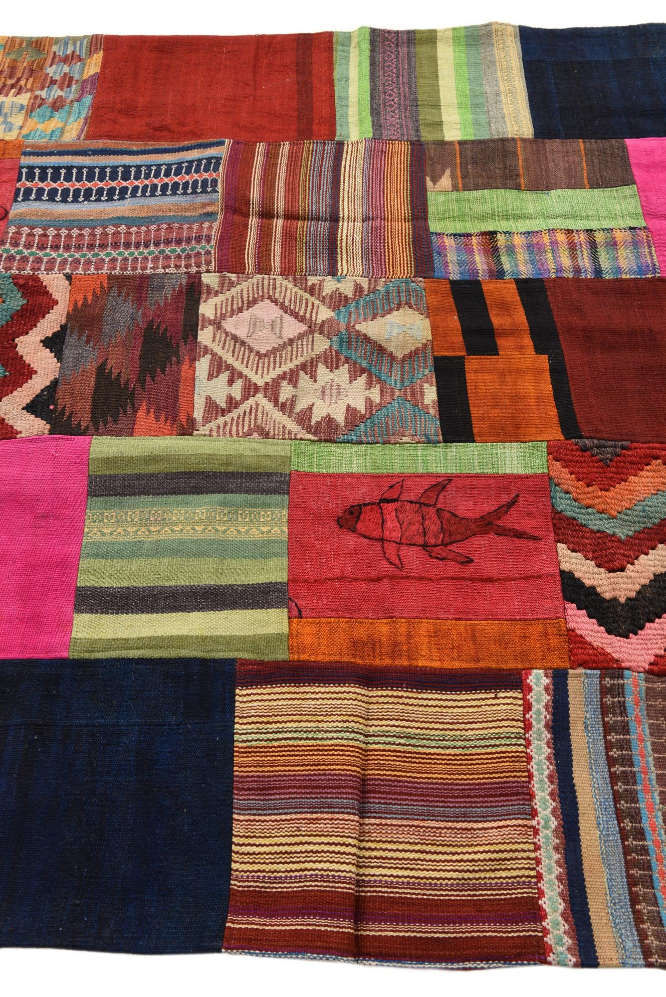 5' 6 x 7' 10 Hand Woven Kilim Patchwork Wool Rug