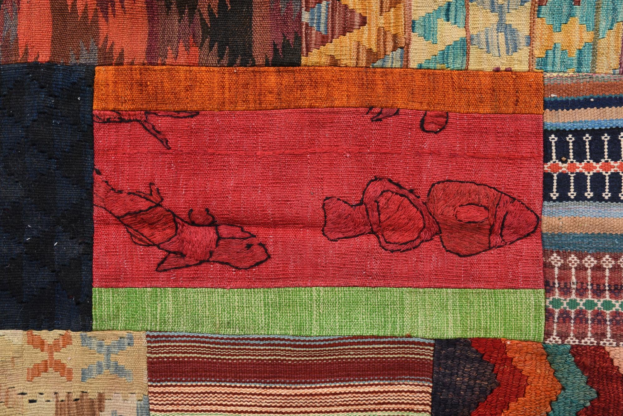 5' 6 x 7' 10 Hand Woven Kilim Patchwork Wool Rug