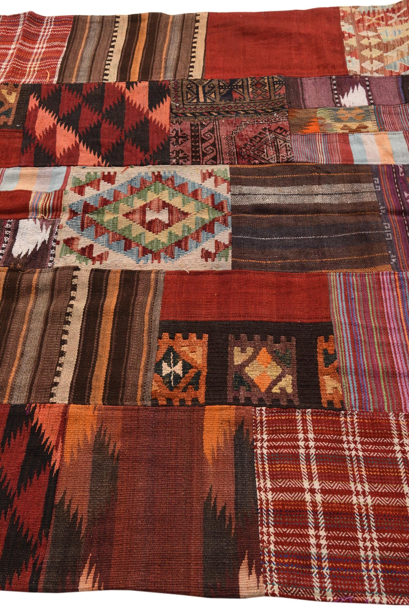 5' 6 x 8' Hand Woven Kilim Patchwork Wool Rug